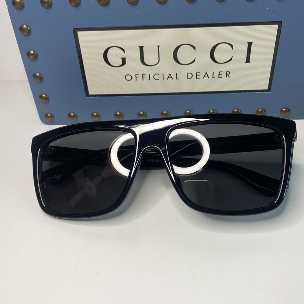 💯- New-GUCCI Grey /Black Browline unisex Sunglasses GG0748S 001 59 - Picture 11 of 14